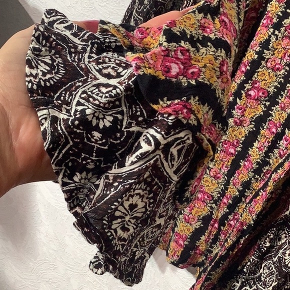 Free People - Sz M - Boho - 70’s - Dress / Tunic - tiered bell sleeves - Picture 9 of 11